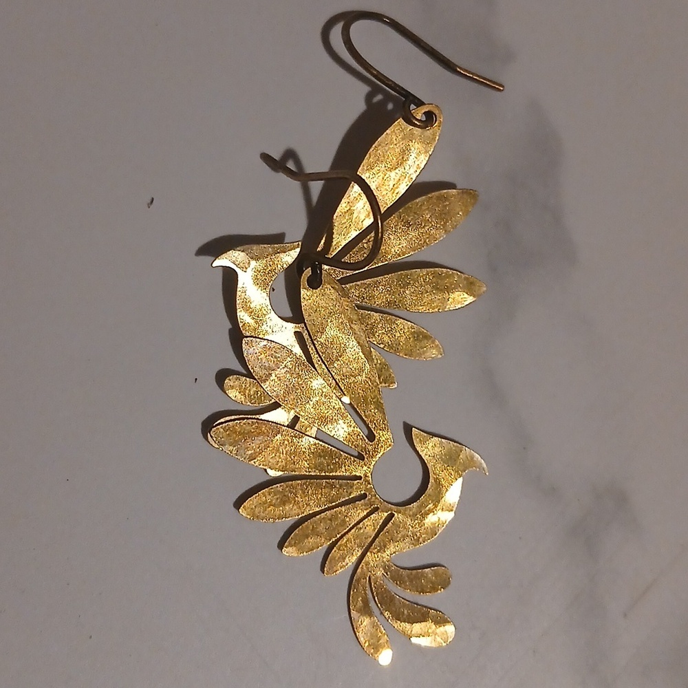 Phoenix Rising Gold Earrings Lightweight 2"